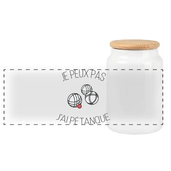 je peux pas j ai pétanque - Boîte à biscuits avec couvercle en bois - blanc - Devant