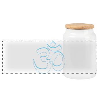 Cooles Buddhismus Om-Zeichen blau durchsicht - Panorama Keksdose mit Holzdeckel - Weiß - Vorne