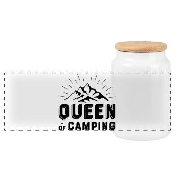 Lustige Sprüche für Camper - Panorama Keksdose mit Holzdeckel - Weiß - Vorne