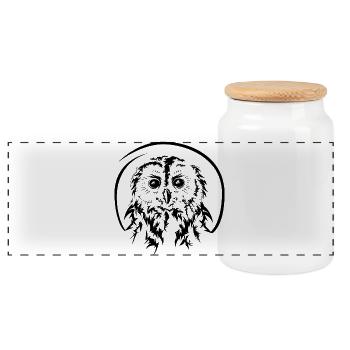 Owl Owl Owl Owls Symbole Illustration Icône - Boîte à biscuits avec couvercle en bois - blanc - Devant