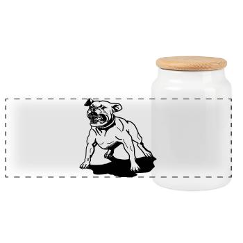 pitbull, staffordshire terrier - Boîte à biscuits avec couvercle en bois - blanc - Devant