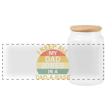Dad Jokes: I Keep All My Dad Jokes In A Dad-a-base - Panorama Keksdose mit Holzdeckel - Weiß - Vorne