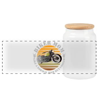 Cool Motorrad Motorradfahrer Mama Mutter - Panorama Keksdose mit Holzdeckel - Weiß - Vorne