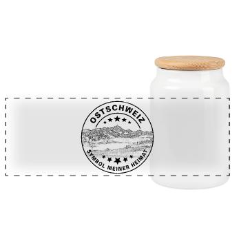 Ostschweiz Säntis Stempel - Panorama Keksdose mit Holzdeckel - Weiß - Vorne
