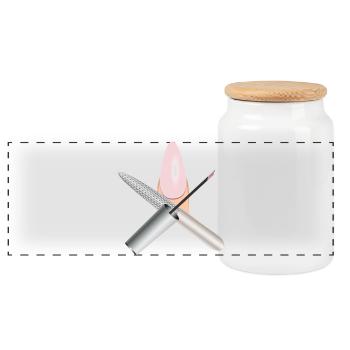 Ongles manucure avec lime à ongles et vernis à ongles - Boîte à biscuits avec couvercle en bois - blanc - Devant