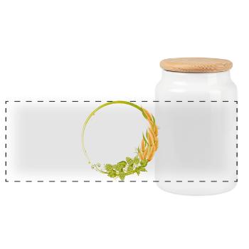 green hops and cereals frame - Panoramic Cookie Jar with Wooden Lid - white - Front