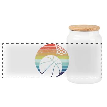 Basket-ball - Boîte à biscuits avec couvercle en bois - blanc - Devant