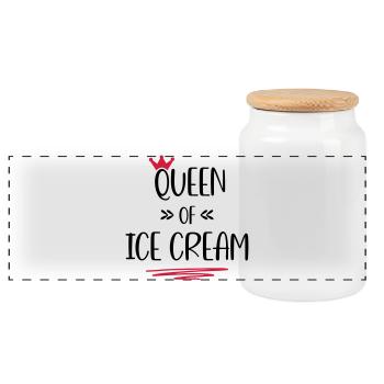 ice cream - Panoramic Cookie Jar with Wooden Lid - white - Front