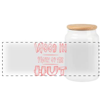Funny Saying Wood - Panoramic Cookie Jar with Wooden Lid - white - Front