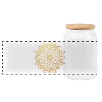 Yogashirt Gold Meditation Sonne Ornament Mandala - Panorama Keksdose mit Holzdeckel - Weiß - Vorne