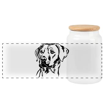 Rhodesian Ridgeback tête - Boîte à biscuits avec couvercle en bois - blanc - Devant