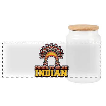Fier d’être un Indien - Boîte à biscuits avec couvercle en bois - blanc - Devant