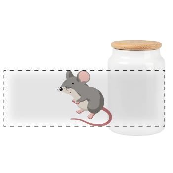 Maus Illustration – handgezeichnetes Tiermo - Panorama Keksdose mit Holzdeckel - Weiß - Vorne