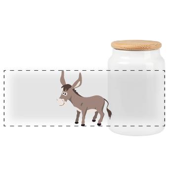 Illustration d’âne – motif animal dessiné à la main - Boîte à biscuits avec couvercle en bois - blanc - Devant