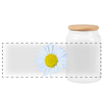 Marguerites - Boîte à biscuits avec couvercle en bois - blanc - Devant