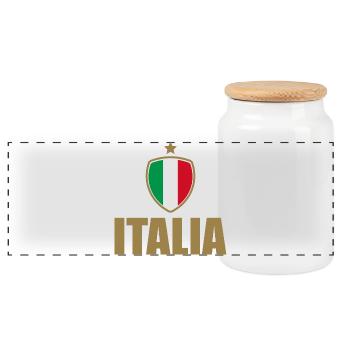 Italy | Italia - Panoramic Cookie Jar with Wooden Lid - white - Front