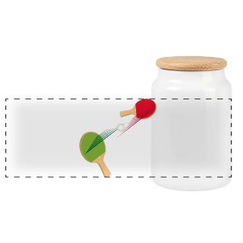 deux raquettes de ping-cong avec balle - Boîte à biscuits avec couvercle en bois - blanc - Devant