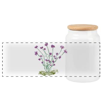 Florale Wildblumenzeichnung - Panorama Keksdose mit Holzdeckel - Weiß - Vorne