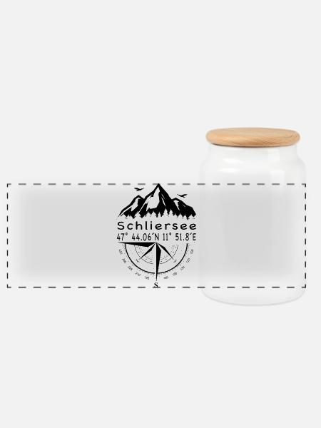 Schliersee - Panorama Keksdose mit Holzdeckel - Weiß