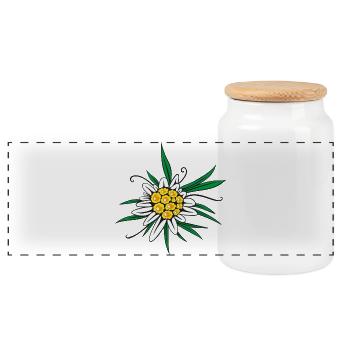 Fleur d’Edelweiss - Boîte à biscuits avec couvercle en bois - blanc - Devant