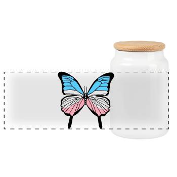 Trans Pride Schmetterling Transgender Pride - Panorama Keksdose mit Holzdeckel - Weiß - Vorne