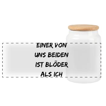 Einer von uns beiden ist blöder als ich - Panorama Keksdose mit Holzdeckel - Weiß - Vorne