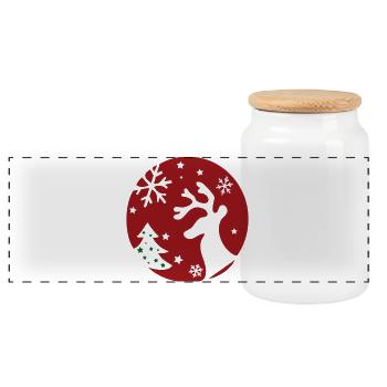 Noël, rennes, sapin de Noël - Boîte à biscuits avec couvercle en bois - blanc - Devant