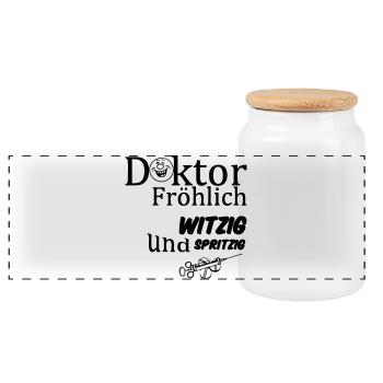 Doktor Fröhlich Geschenk - Panorama Keksdose mit Holzdeckel - Weiß - Vorne