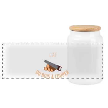 J’peux pas j’ai du bois à couper - Boîte à biscuits avec couvercle en bois - blanc - Devant