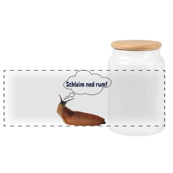 Schleim ned rum ! ART - Panorama Keksdose mit Holzdeckel - Weiß - Vorne
