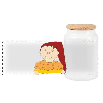 Kasperl - Panoramic Cookie Jar with Wooden Lid - white - Front