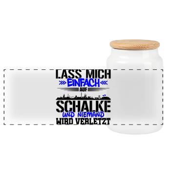 Lasst mich auf Schalke | Farbe änderbar - Panorama Keksdose mit Holzdeckel - Weiß - Vorne