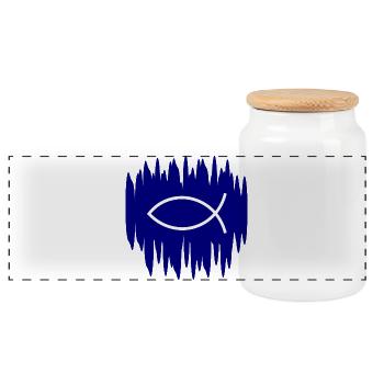Jésus poisson Ichthys poisson poisson poisson - Boîte à biscuits avec couvercle en bois - blanc - Devant