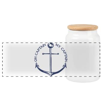 Oh Captain My Captain - Panoramic Cookie Jar with Wooden Lid - white - Front