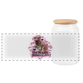 Mamasaurusrex - Boîte à biscuits avec couvercle en bois - blanc - Devant