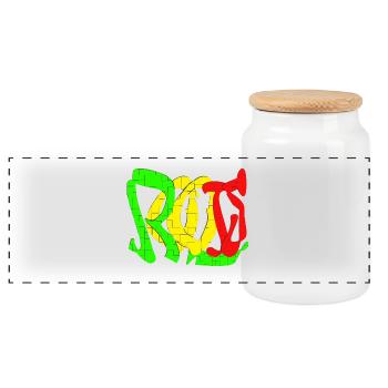 Rasta Color Block Pattern - Panoramic Cookie Jar with Wooden Lid - white - Front