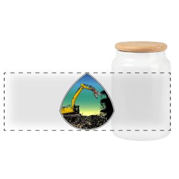 Abreissbagger - Panorama Keksdose mit Holzdeckel - Weiß - Vorne