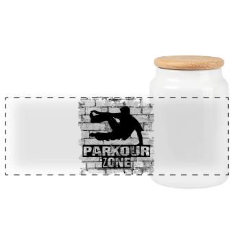 Parkour - Panoramic Cookie Jar with Wooden Lid - white - Front