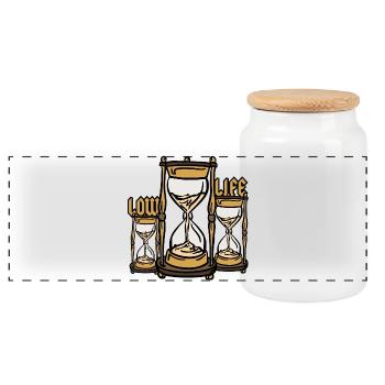 Low Life Hourglass - Panoramic Cookie Jar with Wooden Lid - white - Front
