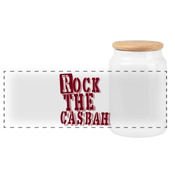 Rock the casbah lyric - Panoramic Cookie Jar with Wooden Lid - white - Front