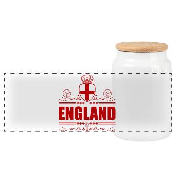 ENGLAND ROT LINEART - Panorama Keksdose mit Holzdeckel - Weiß - Vorne