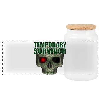 Temporary Survivor Skull R6Z - Panoramic Cookie Jar with Wooden Lid - white - Front