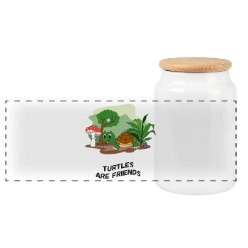 Les tortues sont amies - Boîte à biscuits avec couvercle en bois - blanc - Devant