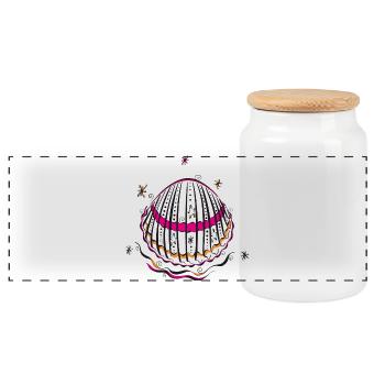 Shell Summer Holiday - Panoramic Cookie Jar with Wooden Lid - white - Front