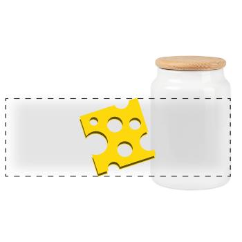 Käse Cheese - Panorama Keksdose mit Holzdeckel - Weiß - Vorne