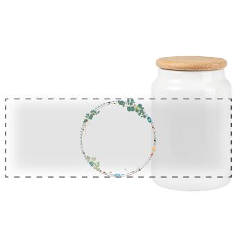 delicate frame made of ethno symbols - Panoramic Cookie Jar with Wooden Lid - white - Front