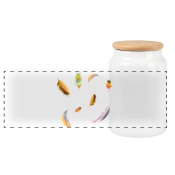 plumes délicates et colorées symbole de légèreté - Boîte à biscuits avec couvercle en bois - blanc - Devant