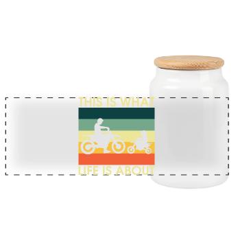 Silhouettes rétro de vélos ParentChild - Boîte à biscuits avec couvercle en bois - blanc - Devant