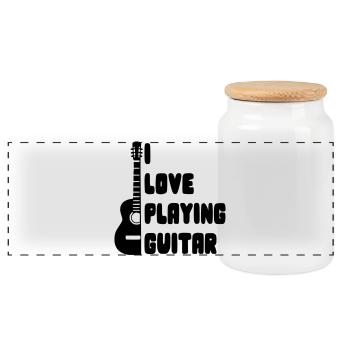 I love playing guitar for guitarists * - Panoramic Cookie Jar with Wooden Lid - white - Front