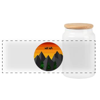 Hiking geometric - Panoramic Cookie Jar with Wooden Lid - white - Front